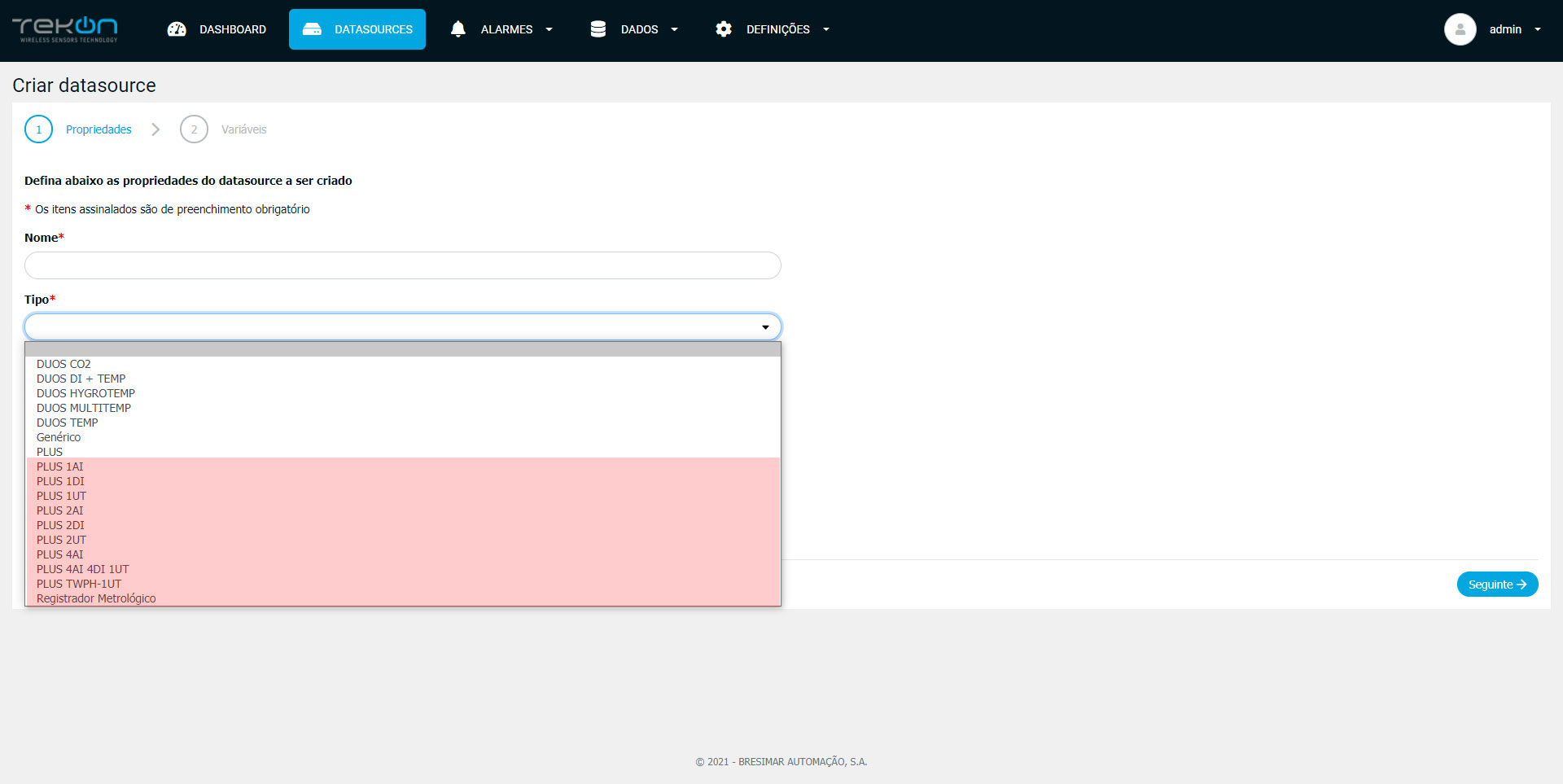 datasources dedicados Tekon IoT Platform