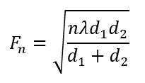 Fórmula de cálculo de raio de Fresnel