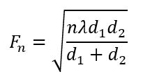 Fresnel zone radius formula