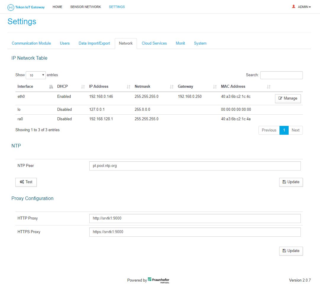 interface web DUOS IoT Gateway