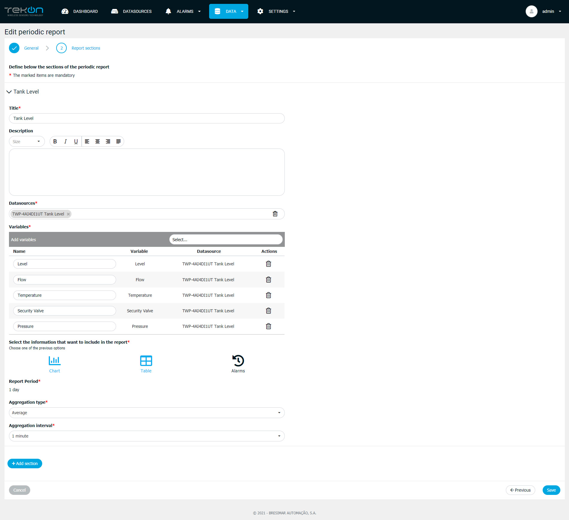 periodic reports tekon iot platform